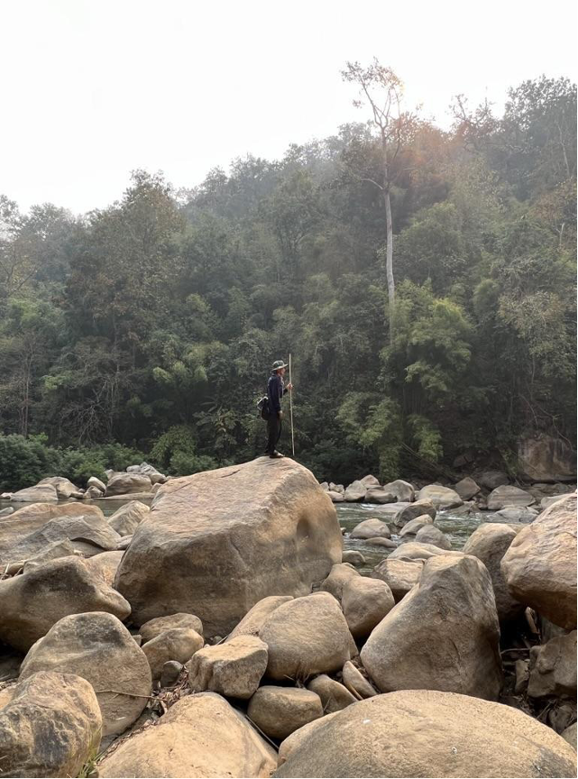 Figure 1: The large rocks at Huay Nam Daeng in comparison to a human scale.